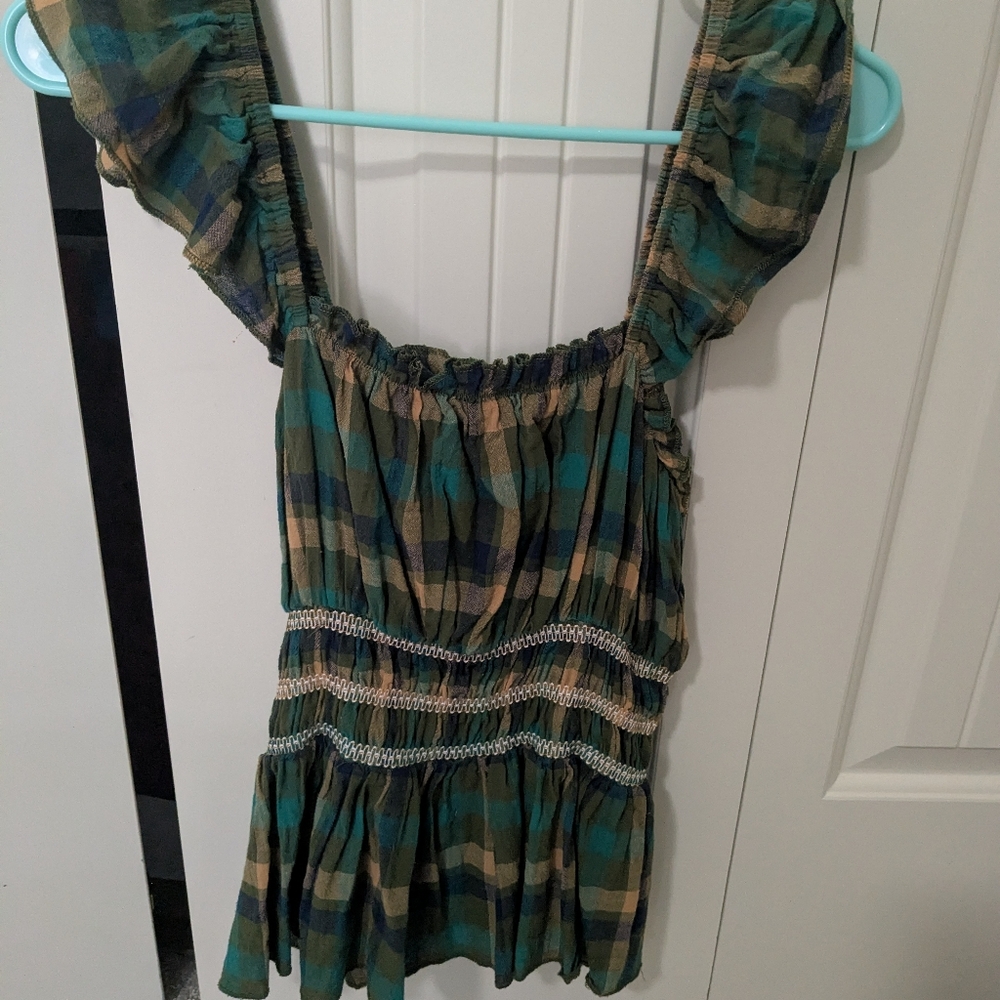 Checkered Shirt With Ruffled Sleeves